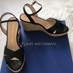 Brand new never worn Stuart Weitzman Espadrille sandals in black leather